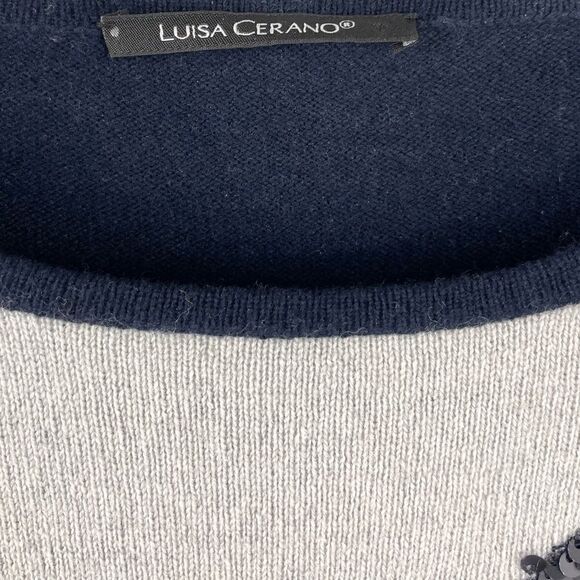 Luisa Cerano Wool Colourblock WOW Sequin Appliqué Sweater Size 14 - Picture 5 of 8